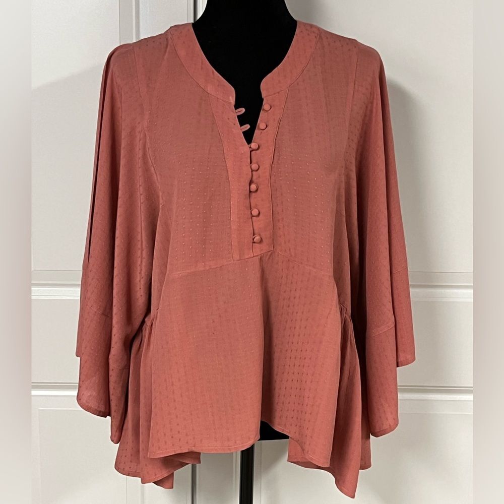 Express Button Front Peplum Blouse